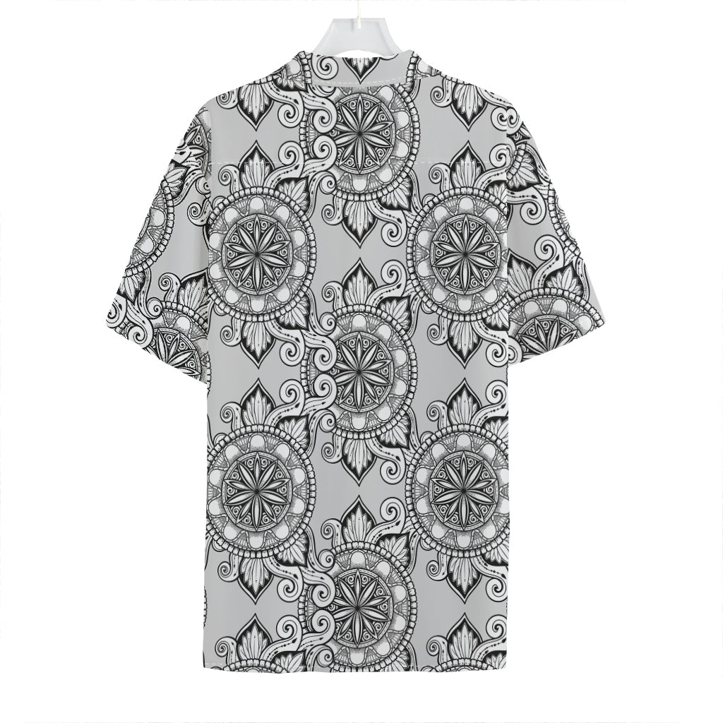 Zentangle Floral Pattern Print Hawaiian Shirt