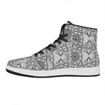 Zentangle Floral Pattern Print High Top Leather Sneakers