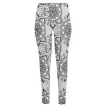 Zentangle Floral Pattern Print High-Waisted Pocket Leggings