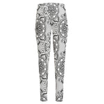 Zentangle Floral Pattern Print High-Waisted Pocket Leggings