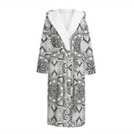 Zentangle Floral Pattern Print Hooded Bathrobe