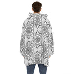Zentangle Floral Pattern Print Hoodie Blanket
