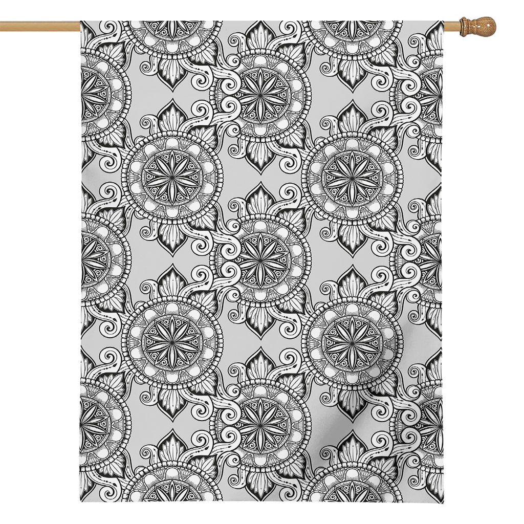 Zentangle Floral Pattern Print House Flag