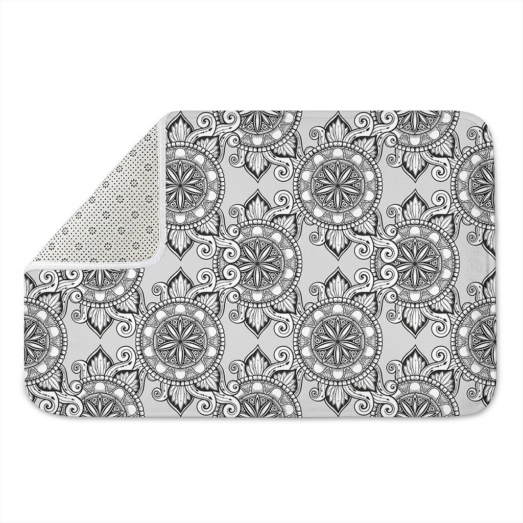 Zentangle Floral Pattern Print Indoor Door Mat