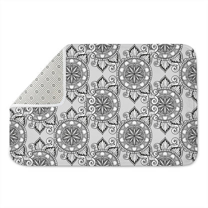 Zentangle Floral Pattern Print Indoor Door Mat