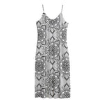Zentangle Floral Pattern Print Jersey Midi Cami Dress