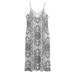 Zentangle Floral Pattern Print Jersey Midi Cami Dress