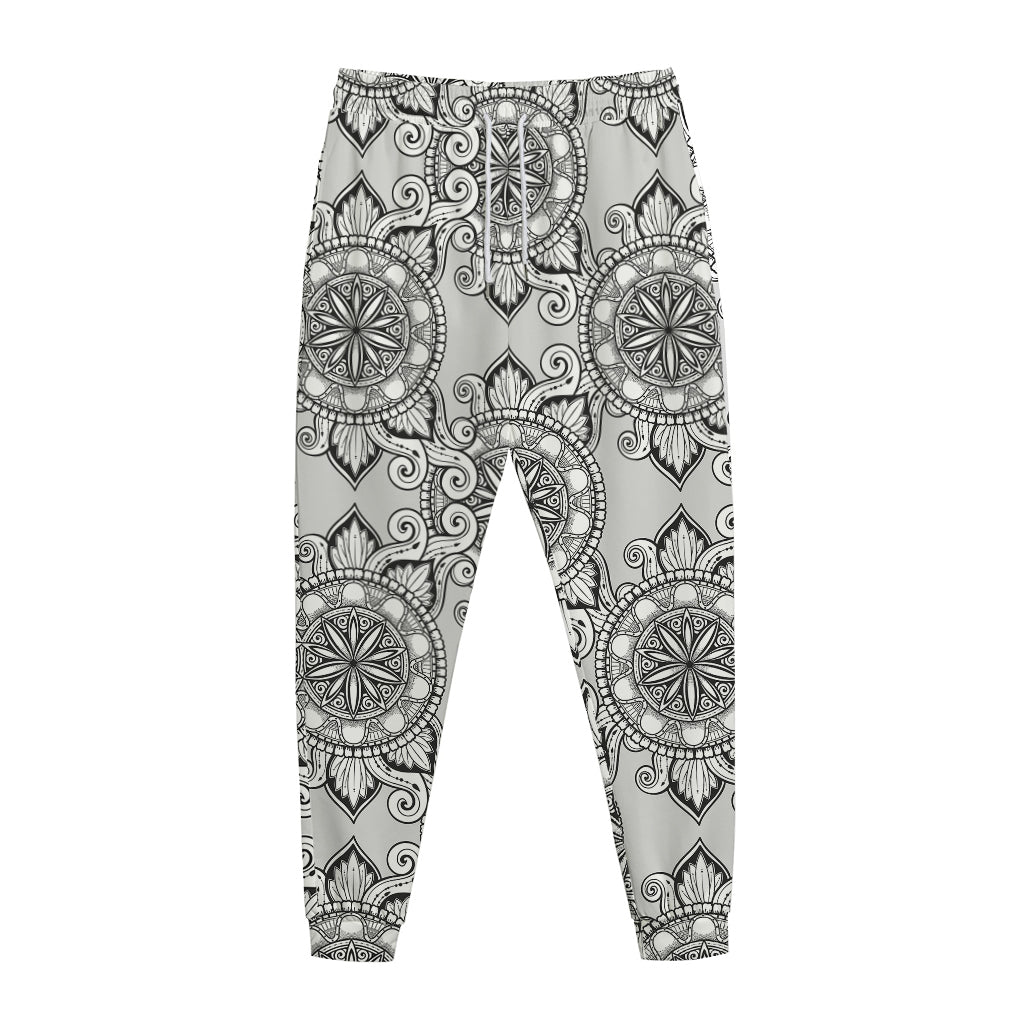 Zentangle Floral Pattern Print Jogger Pants