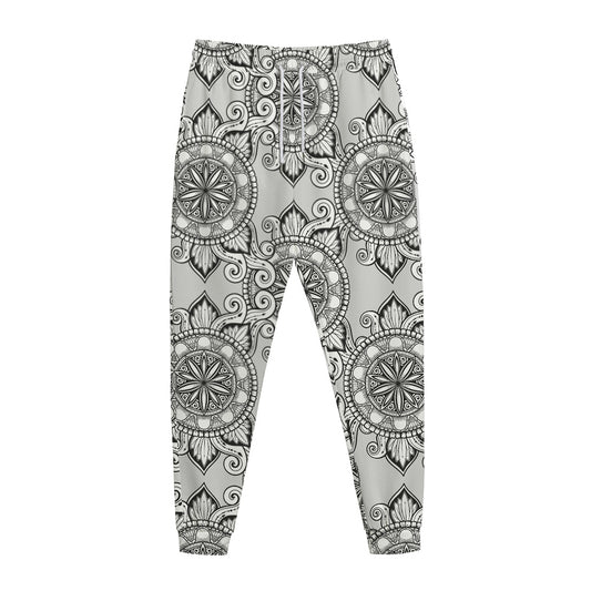 Zentangle Floral Pattern Print Jogger Pants