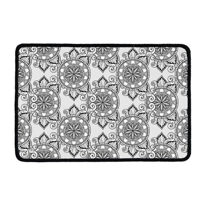 Zentangle Floral Pattern Print Kitchen Mat