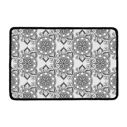 Zentangle Floral Pattern Print Kitchen Mat