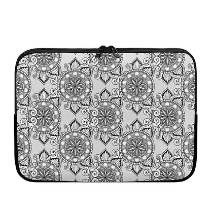 Zentangle Floral Pattern Print Laptop Sleeve