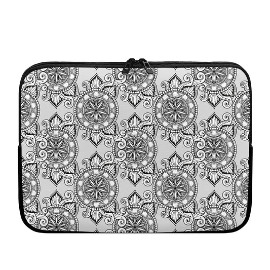 Zentangle Floral Pattern Print Laptop Sleeve