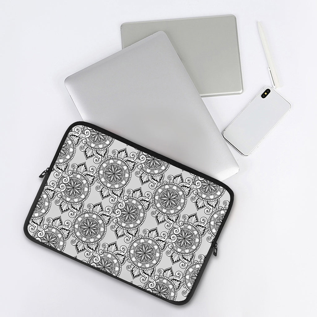 Zentangle Floral Pattern Print Laptop Sleeve