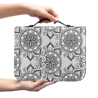 Zentangle Floral Pattern Print Leather Bible Cover