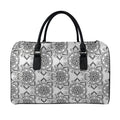 Zentangle Floral Pattern Print Leather Duffel Bag