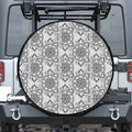 Zentangle Floral Pattern Print Leather Spare Tire Cover