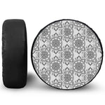 Zentangle Floral Pattern Print Leather Spare Tire Cover