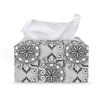 Zentangle Floral Pattern Print Leather Tissue Box Cover