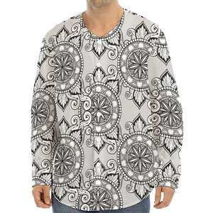 Zentangle Floral Pattern Print Long Sleeve Baseball Jersey