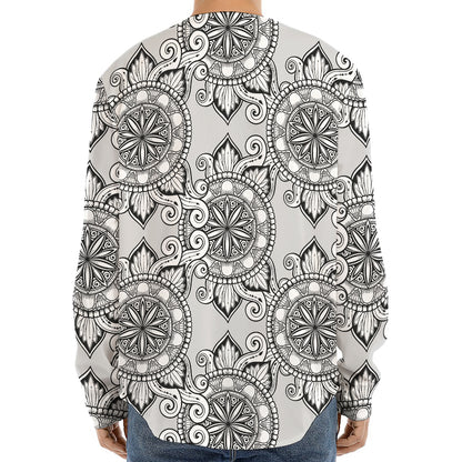 Zentangle Floral Pattern Print Long Sleeve Baseball Jersey