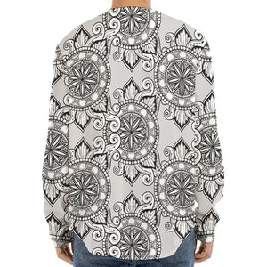 Zentangle Floral Pattern Print Long Sleeve Baseball Jersey