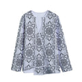Zentangle Floral Pattern Print Long Sleeve Short Coat