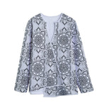 Zentangle Floral Pattern Print Long Sleeve Short Coat
