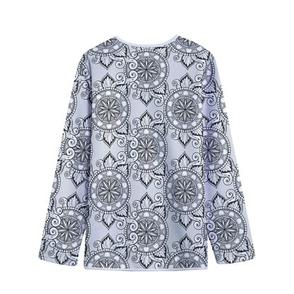 Zentangle Floral Pattern Print Long Sleeve Short Coat