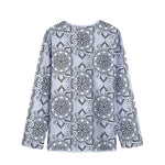 Zentangle Floral Pattern Print Long Sleeve Short Coat