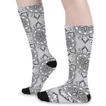 Zentangle Floral Pattern Print Long Socks