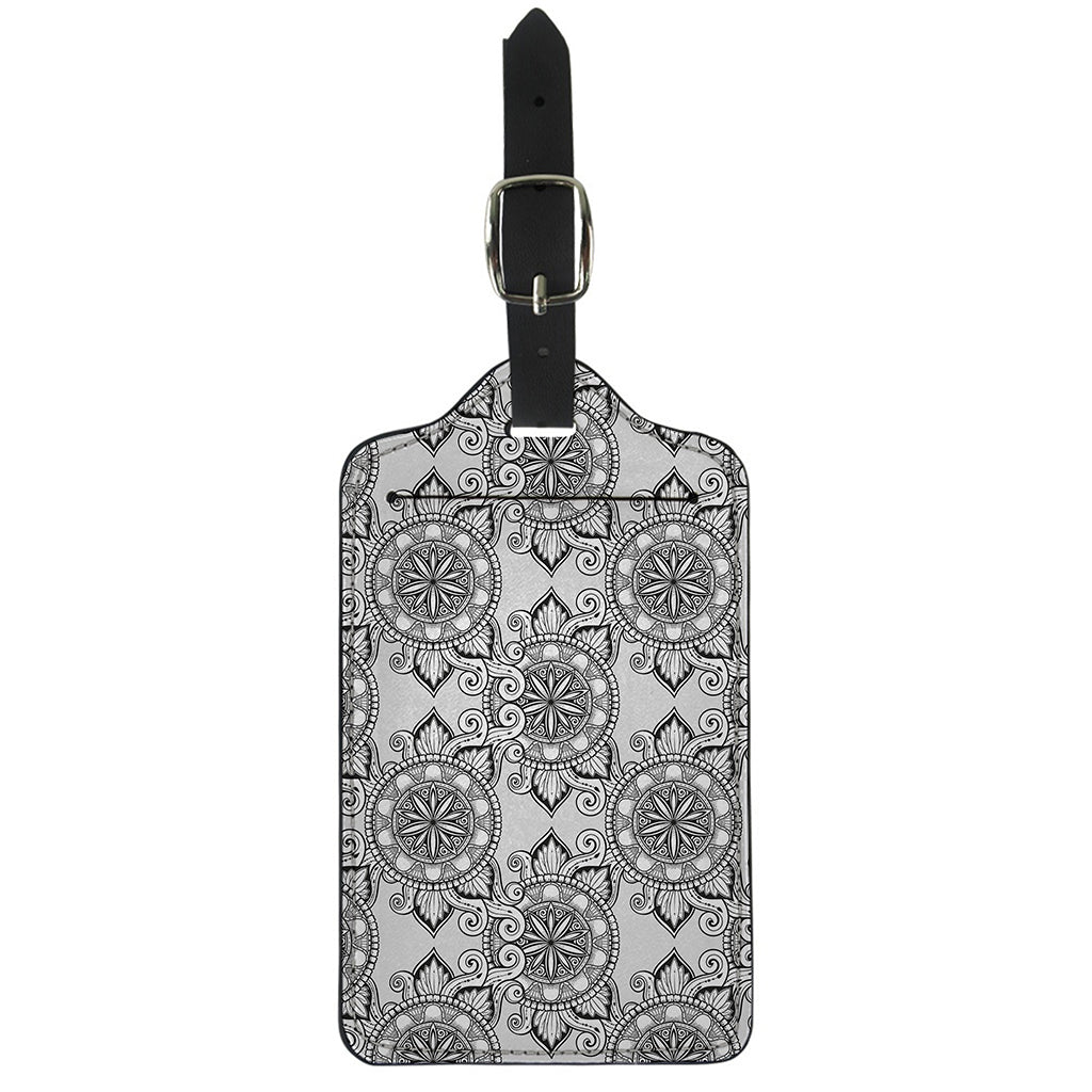Zentangle Floral Pattern Print Luggage Tag