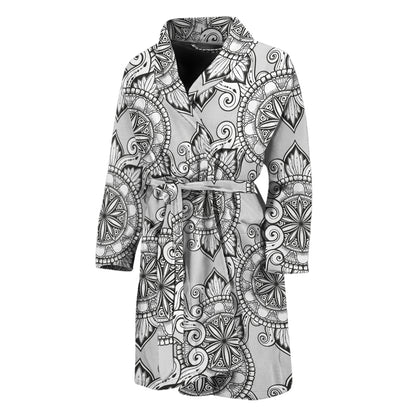 Zentangle Floral Pattern Print Men's Bathrobe