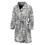 Zentangle Floral Pattern Print Men's Bathrobe