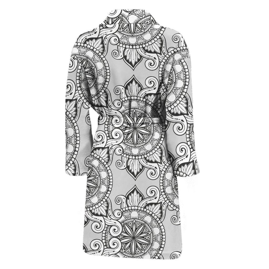 Zentangle Floral Pattern Print Men's Bathrobe
