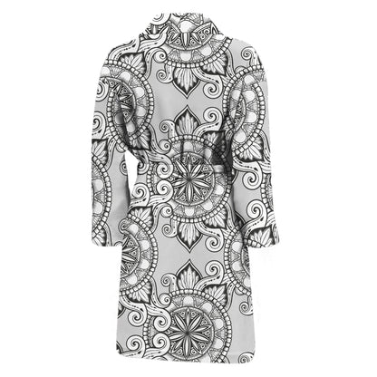 Zentangle Floral Pattern Print Men's Bathrobe