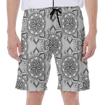 Zentangle Floral Pattern Print Men's Beach Shorts