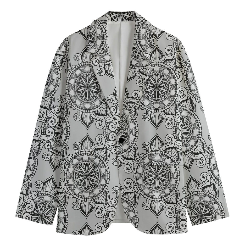 Zentangle Floral Pattern Print Men's Blazer