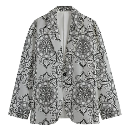 Zentangle Floral Pattern Print Men's Blazer