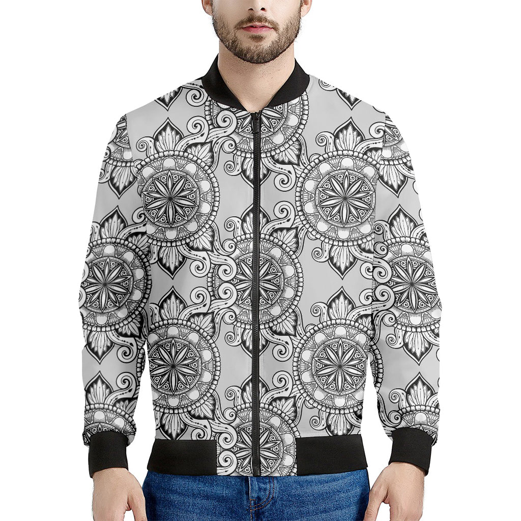 Zentangle Floral Pattern Print Men's Bomber Jacket