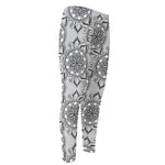 Zentangle Floral Pattern Print Men's Compression Pants