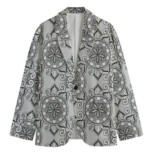Zentangle Floral Pattern Print Men's Cotton Blazer