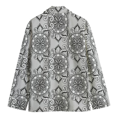 Zentangle Floral Pattern Print Men's Cotton Blazer