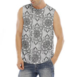 Zentangle Floral Pattern Print Men's Fitness Tank Top