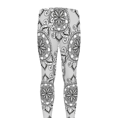 Zentangle Floral Pattern Print Men's leggings