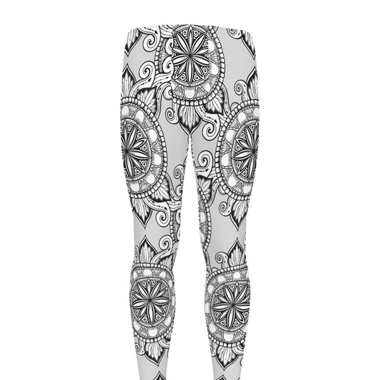 Zentangle Floral Pattern Print Men's leggings