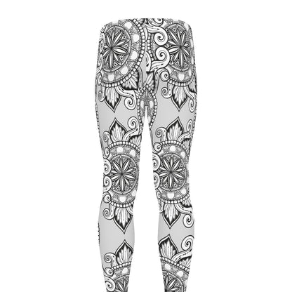 Zentangle Floral Pattern Print Men's leggings