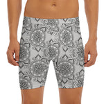 Zentangle Floral Pattern Print Men's Long Boxer Briefs