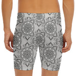 Zentangle Floral Pattern Print Men's Long Boxer Briefs