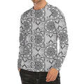 Zentangle Floral Pattern Print Men's Long Sleeve Rash Guard